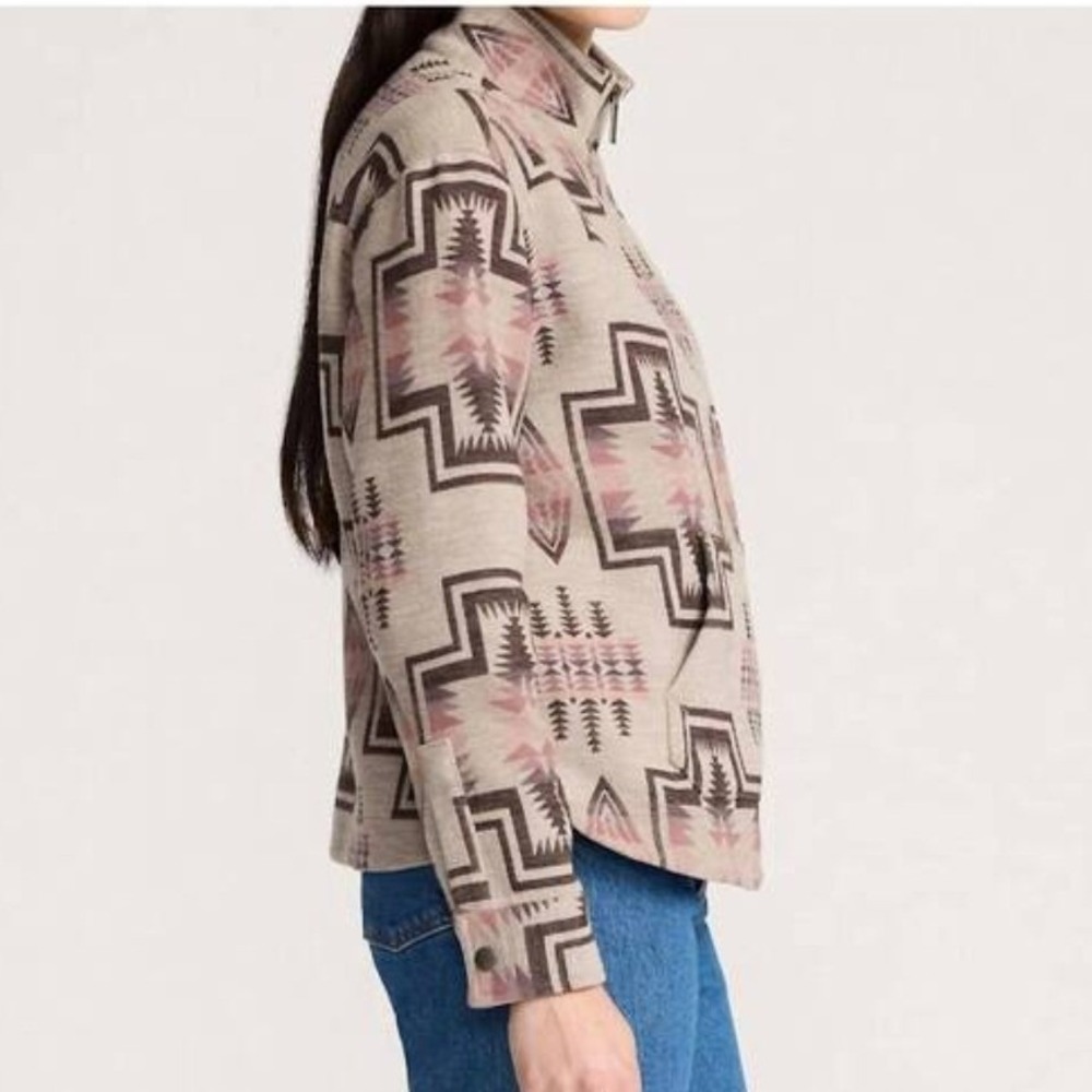 Pendleton Harding Chamois Grey Southwestern Cotton Quarter Zip Pullover Small - Picture 3 of 11
